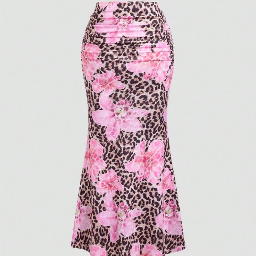 Pink Floral Leopard Print Dress